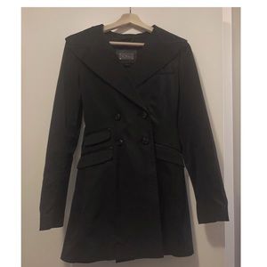 Mackage black hooded rain coat XS